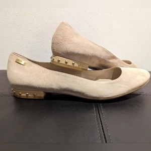 Calvin Klein Sand Nude Cream Frederica Suede Flats Ballets